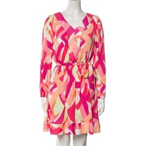 Nicole Miller Vibrant Pink Abstract Dress - size Large